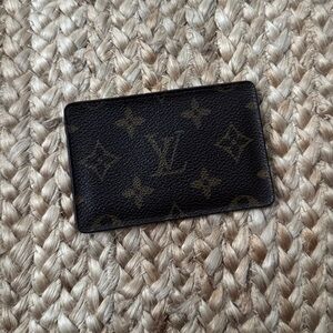 Louis Vuitton Monogram Canvas Slide Card Holder Wallet Vintage